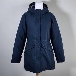 Merrell Down Parka Womens Medium Navy Blue Hooded Insulated Winter Coat Jacket